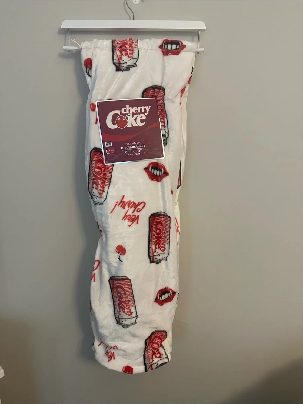 Coca Cola Cherry Plush Throw Blanket Halloween fangs